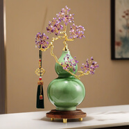 赟婭中式客廳玄關(guān)陶瓷富貴青松葫蘆擺件家居辦公室工藝裝飾品喬遷禮物 紫氣東來(lái)玉石葫蘆【精美禮盒】綠色