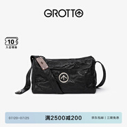 GROTTO個(gè)樂黑石包經(jīng)典大容量植鞣綿羊皮單肩斜挎通勤軟包男女款禮物 黑石M（銀標(biāo)）