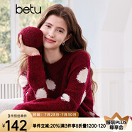 百圖betu女裝2025春季新款毛衣圓領(lǐng)寬松時尚大波點(diǎn)套頭毛衫女2501T02 紅色 M