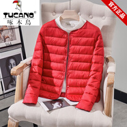 啄木鳥品牌女裝輕薄羽絨棉服大碼內(nèi)膽加厚保暖2025年冬季新款棉衣襖外套 紅色 XL 100-110斤