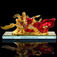 笨笨豆（BENBENDOU）汽車(chē)飾品特大號鋅合金擺件關(guān)公內飾車(chē)載香水關(guān)二爺批發(fā)車(chē)用香水座 金紅【帶底座】 大刀關(guān)公