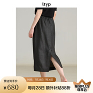旅途原品（ltyp）日單半身裙香云紗黑標(biāo)系列 100%真絲極簡(jiǎn)氣球裙百搭夏季 檀木黑-香云紗 M 160cm（現(xiàn)貨）