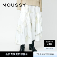 moussy新款甜美花朵印花壓褶荷葉邊半身裙010EA230-7530 013象牙色 S 00001
