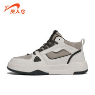 貴人鳥(niǎo)貴人鳥(niǎo)高幫板鞋男夏季2025新款空軍一號鞋子男小麥色休閑運動(dòng)男鞋 橄欖綠 米色6667 44