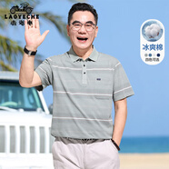 老爺車（LAOYECHE）爸爸含棉涼感短袖T恤男夏季新款中老年男士POLO衫父親節(jié)禮物實用 YT252260201灰綠色 XL (180) 【推薦體重135-150斤】