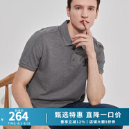 DIDIBOY春夏短袖男高端職場通勤款純棉短袖T恤舒適透氣翻領(lǐng)T恤【惠】 淺灰色 XL 52