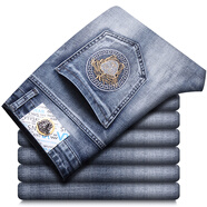 VERSACE JEANS COUTURE范思哲四季款刺繡潮牌高端牛仔褲彈力修身小腳長(cháng)褲 1167*藍灰 35