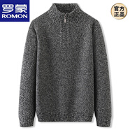 羅蒙（ROMON）大碼男裝冬季加絨加厚毛衣男加肥加大寬松半高領(lǐng)粗毛線(xiàn)針織線(xiàn)衫潮 8803深灰(款) 常規 5XL (建議210-230斤)