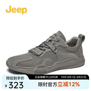 Jeep男鞋輕便耐磨吉普2025春夏馬丁靴男軟底中幫平板休閑鞋真皮鞋子男 灰色（網(wǎng)面-皮鞋碼） 40