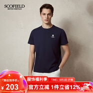 Scofield【新疆棉】男士24年夏季新款商務(wù)休閑時尚短袖多色T恤 中藏青色 M (170)