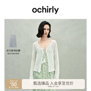 歐時力OCHIRLY 新款疆棉鏤空鉤花針織外套女開衫系帶2025春夏新款 米白 L