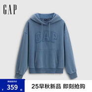 Gap女裝2025秋季新款logo重磅毛圈寬松蝙蝠袖連帽衛(wèi)衣上衣795440 灰藍(lán)色 XL (175/96A)亞洲尺碼