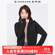 佐丹奴短款外套女小個(gè)子雙面空氣層休閑運(yùn)動(dòng)拉鏈連帽衛(wèi)衣05372100 09標(biāo)志黑 S