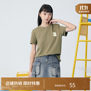 愛居兔夏季新款蘇繡百花圖卷聯(lián)名短袖T恤ENTBJ2P046A 綠灰50 S 155/80A