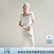 范思藍(lán)恩法式方領(lǐng)氣質(zhì)小白裙女夏季2024新款禮服連衣裙24FS12041 白色 XL