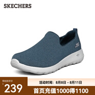 斯凱奇（Skechers）男鞋夏季透氣舒適一腳蹬休閑鞋輕便健步中老年百搭防滑運(yùn)動(dòng)鞋 54609-海軍藍(lán)色/灰色/NVGY 39.5