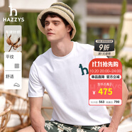 哈吉斯（HAZZYS）男裝 夏季休閑重磅大Logo寬松圓領短袖T恤男ASTZE0CBX70 白色WT 2XL （185/104A 52）