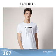 Brloote/巴魯特男士短袖T恤棉舒適時(shí)尚休閑個(gè)性印花圓領(lǐng)休閑T恤衫男夏季 白色7 175/96A