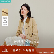 茵曼巴恩風(fēng)牛仔夾克外套2025秋女裝新款落肩袖上衣 淡卡其 S