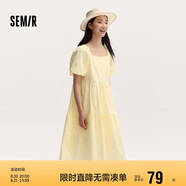 森馬連衣裙女溫柔系木耳邊方領(lǐng)夏季泡泡袖娃娃裙甜美107424114030