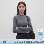范思藍恩23FS14518毛針織打底衫女秋冬新款基礎內搭毛衣 高級灰 S