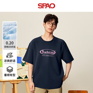 SPAO韓國同款粉色印花短袖t恤男款夏季涼感休閑速干體恤SPDX25SD22XY 藏青#SP圓環(huán)字粉 L