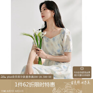 茵曼（INMAN）法式暈染女裝V領(lǐng)吊帶連衣裙2025夏季新品裙子 月藍(lán)-短袖  M 