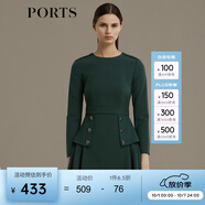 PORTS寶姿 新品女裝經(jīng)典雙排鉚釘裝飾連衣裙SA9D029NWQ037 銅繡綠 S (4)