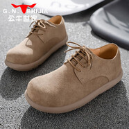 公牛世家（G.N.Shi Jia）大頭鞋男士秋季感復古勃肯鞋軟底反絨男休閑皮鞋 卡其色GN12510Z144 38