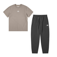 茵寶（Umbro）新款夏季跑步健身套裝馬拉松訓(xùn)練服男女足球風(fēng)運動套裝3 沙礫棕+泥丸灰 M