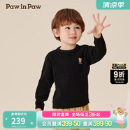 PawinPaw卡通小熊童裝秋冬新款男女童圓領(lǐng)毛衣學(xué)院風(fēng)舒適拜年過年 Black黑色/19 90 cm