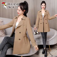 啄木鳥杭州意法風(fēng)衣女款2025新款秋冬今年流行高端小個(gè)子中長款外套 卡其色《今年流行網(wǎng)紅時(shí)尚顯瘦漂亮女裝/高端減齡品牌 S (95斤以內(nèi))