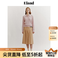 ELAND衣戀小奶羔毛衣女POLO領(lǐng)短款絞花含綿羊毛2024早春新款 粉色(25)Pink S 160