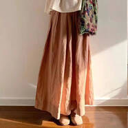 GOYN文藝范森女棉麻套裝2025夏季五分袖上衣寬松顯瘦闊腿褲亞麻兩件套 單件褲子 2XL 建議130-140斤