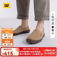 CAT卡特休閑皮鞋男鞋25春新品一腳蹬薄皮輕量舒適干爽通勤鞋船鞋 淺卡其 43