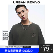 UR【明星同款】2025夏季新款男裝休閑立體圖案短袖T恤UMM450044 深灰 M