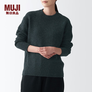 無印良品 MUJI 女式 含牦牛絨駱駝絨圓領毛衣 長袖針織衫秋 冬季 深灰色 XS -S(155/80A)