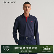 GANT/甘特春季新款polo衫上衣簡(jiǎn)約純色時(shí)尚休閑撞色翻領(lǐng)長(cháng)袖T恤男 005-黑色 XL