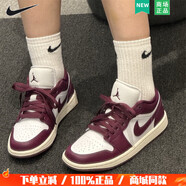 耐克（NIKE）官方男鞋女鞋 春季新款air jordan 1低幫板鞋休閑籃球鞋 DC0774-161 AJ1白色/酒紅色/女鞋 38