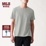無(wú)印良品 MUJI 男式 印度棉天竺編織 圓領(lǐng)短袖T恤 ABA01A0S 灰色 L