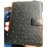 LZQLY適配黑莓PASSPORT手機套  真皮護照二代手機皮套 保護殼配件 鴕鳥紋牛皮黑色左右開