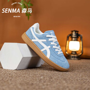 森馬（Senma）復(fù)古德訓(xùn)鞋男女秋季增高休閑情侶板鞋百搭運(yùn)動(dòng)厚底增高小白鞋 天藍(lán) 35