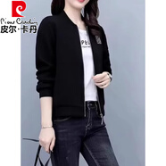 皮爾卡丹（pierre cardin）時尚短外套拉鏈款2025年春秋新款韓版休閑百搭棒球服顯瘦夾克上衣 黑色 2XL 建議130-145斤