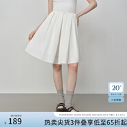 范思藍(lán)恩純色百搭A(yù)字裙女2025秋新款寬松壓褶半裙3226 白色 XL