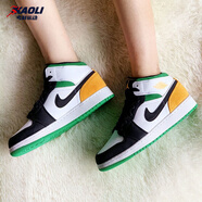 耐克（NIKE）【潮】Air Jordan aj1板鞋男女新款高幫休閑跑步運(yùn)動(dòng)耐磨籃球鞋 BQ6931/852542-101/白綠橙 42.5