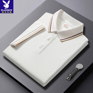 花花公子短袖商務(wù)男女百搭休閑薄款棉t恤新款polo衫翻領(lǐng)常規(guī)修身型中青年 白色 S