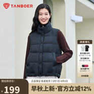 坦博爾羽絨服馬甲女立領(lǐng)寬松外搭短款羽絨背心外套TD236006 黑色 170
