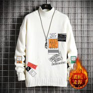 執琴之手毛衣男秋冬季寬松加絨加厚針織衫男青少年大碼學(xué)生內搭男毛線(xiàn)衣潮 M19121灰 加絨 L