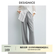 迪賽尼斯（DESIGNICE）2024年春季新款通勤風(fēng)簡(jiǎn)約寬松高腰衛褲百搭黑色休閑褲女 灰色 S