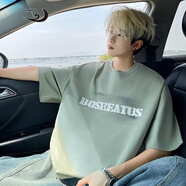 浪古 LAWKUL青少年短袖t恤男生高中初中生潮牌半袖大童夏裝圓領(lǐng)寬松體恤上衣 綠色 M